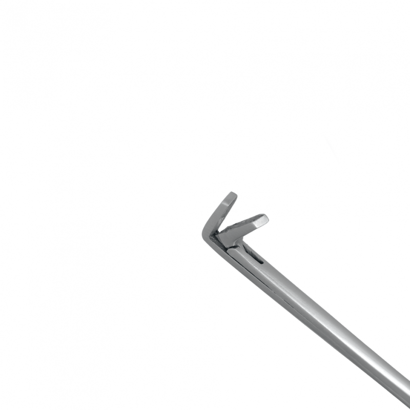 868-Struempel Ear Forceps, Working Length 8 Cm, Oval Cup-Shaped Jaws, 90ø Up Curved